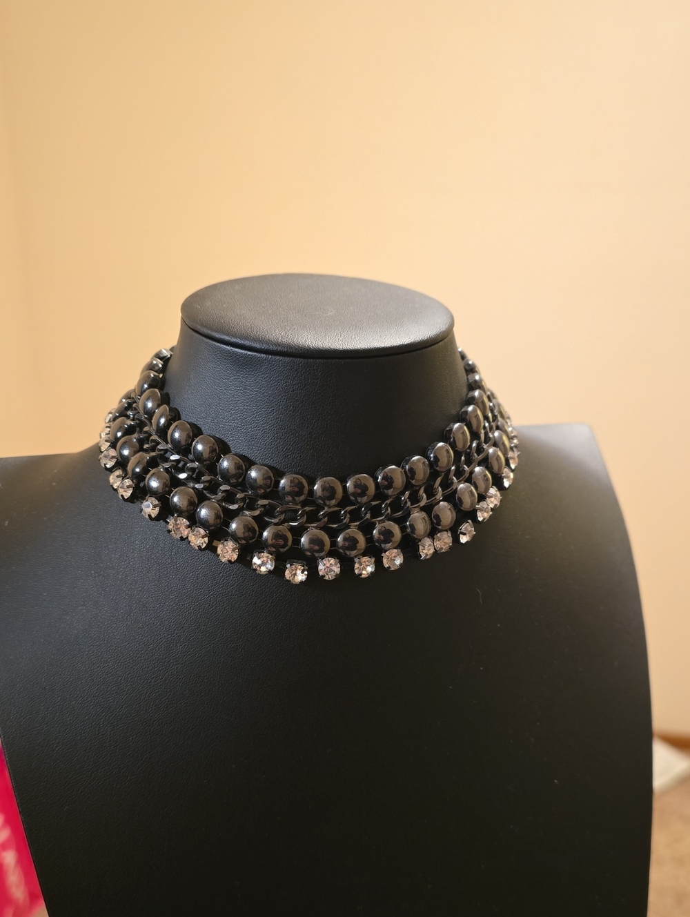 Black Beaded Crystal Choker Necklace